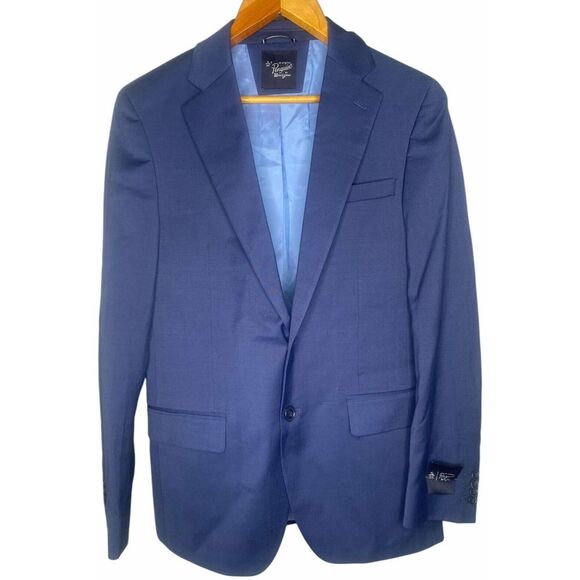 Other - PENGUIN Solid Stretchy Slim Fit Two Button Wool Blend Sport Blazer Size 36R Blue